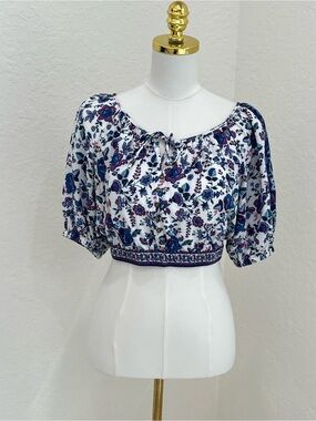 Joie Floral Cropped Peasant Top